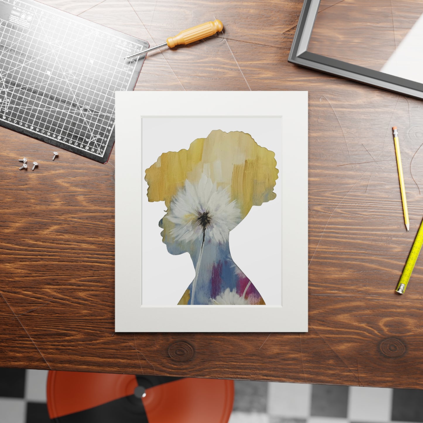 Modern Boho Print, Afrocentric Floral Silhouette Wall Art - Empowering Black Girl Magic Decor, Unique Gift Idea, Fine Art Print