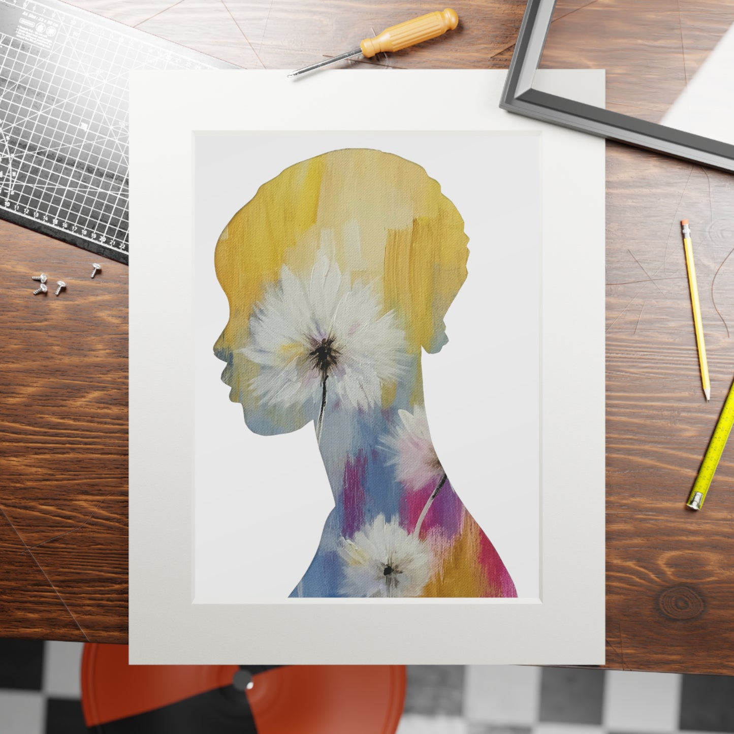 Afrocentric Floral Collage Art Print Black Woman Silhouette Modern Boho Home Decor Empowering Gift Idea