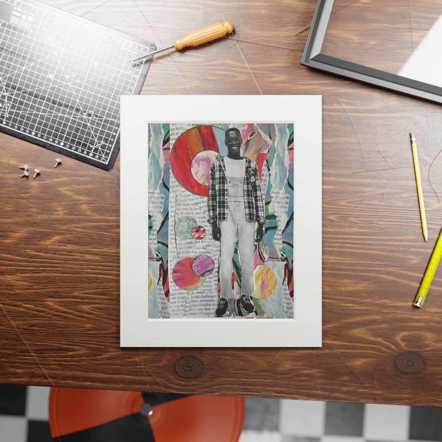 Wall Art Prints, Black Men Collage, Moments of Ease and Joy, Home Decor, Not a Threat Series, Fine Art Prints, Passepartout Paper Frame