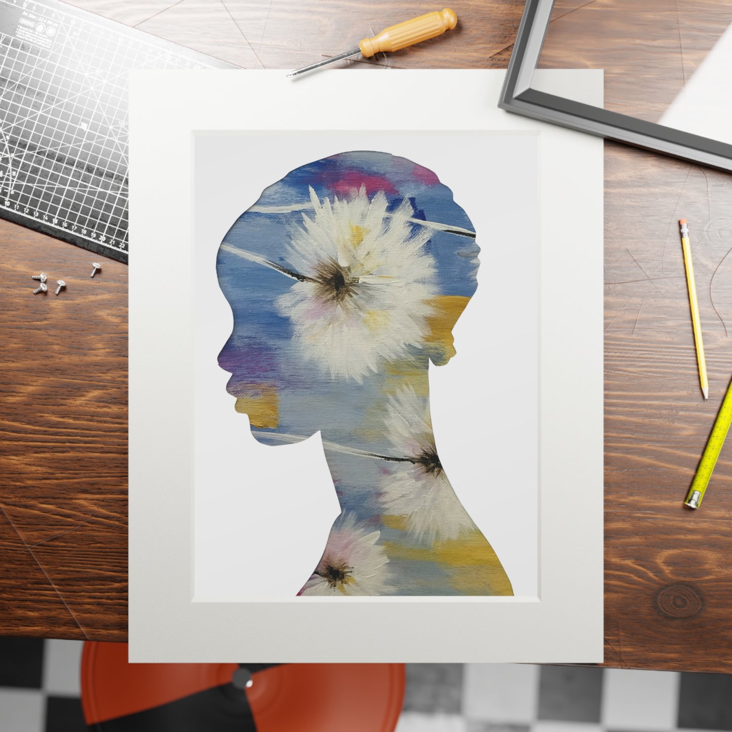 Empowering Black Woman Floral Art Print Afrocentric Silhouette Collage Inspirational Gift Home Decor