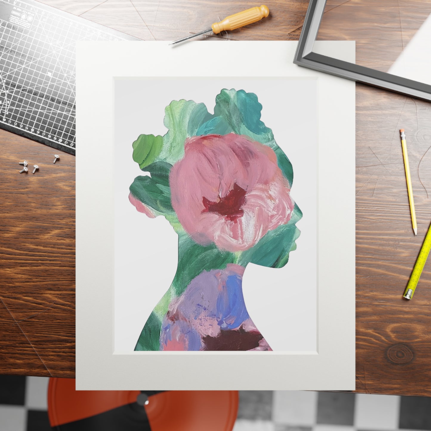 Art Print, Empowering Black Woman Floral Afrocentric Silhouette Collage, Home Decor, Inspirational Gift, Fine Art Prints