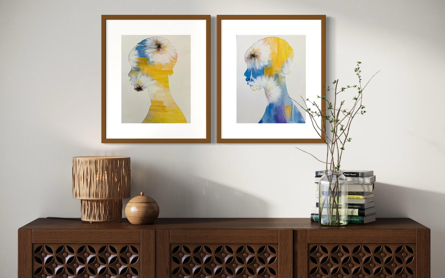 Afrocentric Floral Collage Art Print Black Woman Silhouette Modern Boho Home Decor Empowering Gift Idea