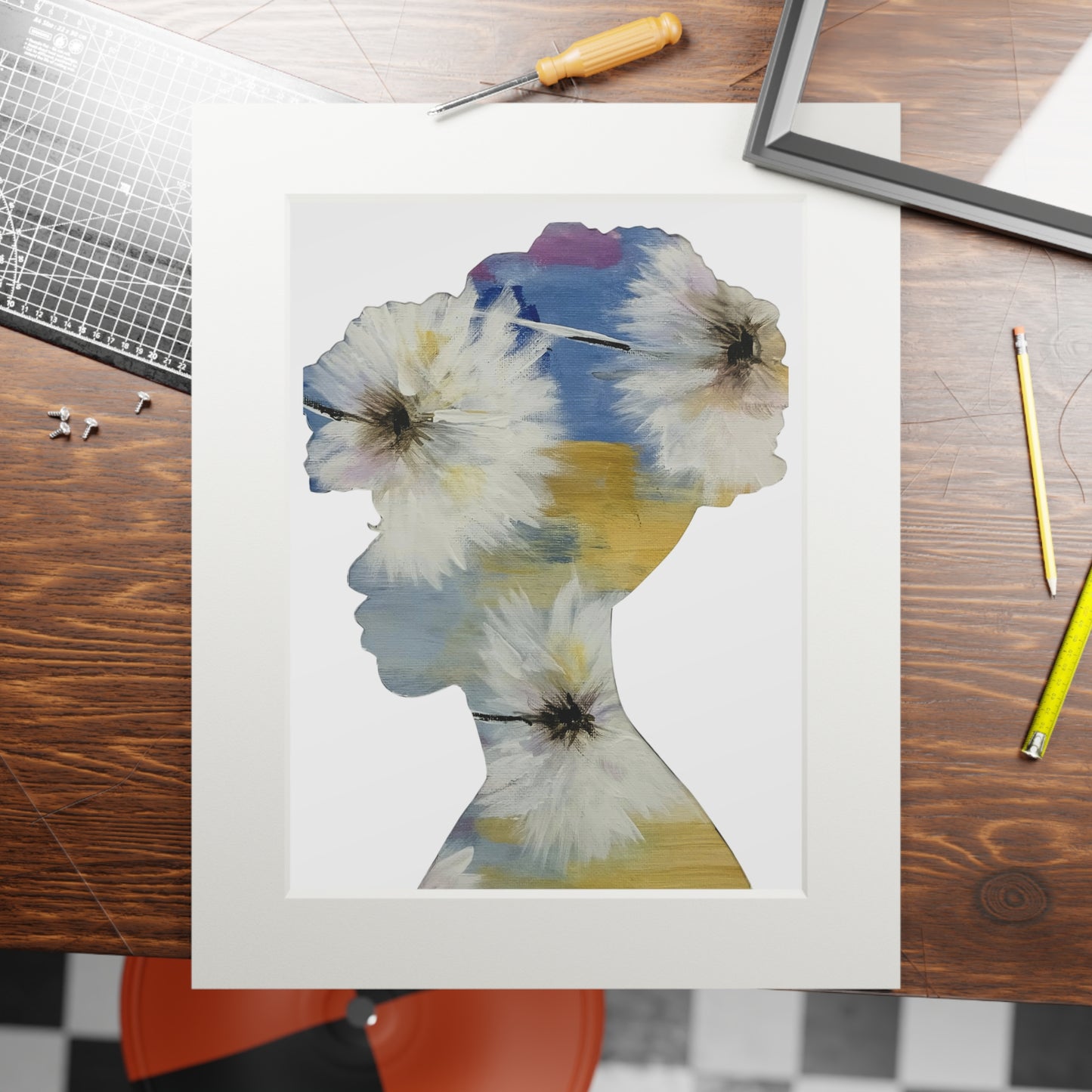 Fine Art Prints, Floral Silhouette Art - Empowering Afrocentric Decor, Black Girl Magic, Unique Gift Idea, Modern Boho Print, Inspirational