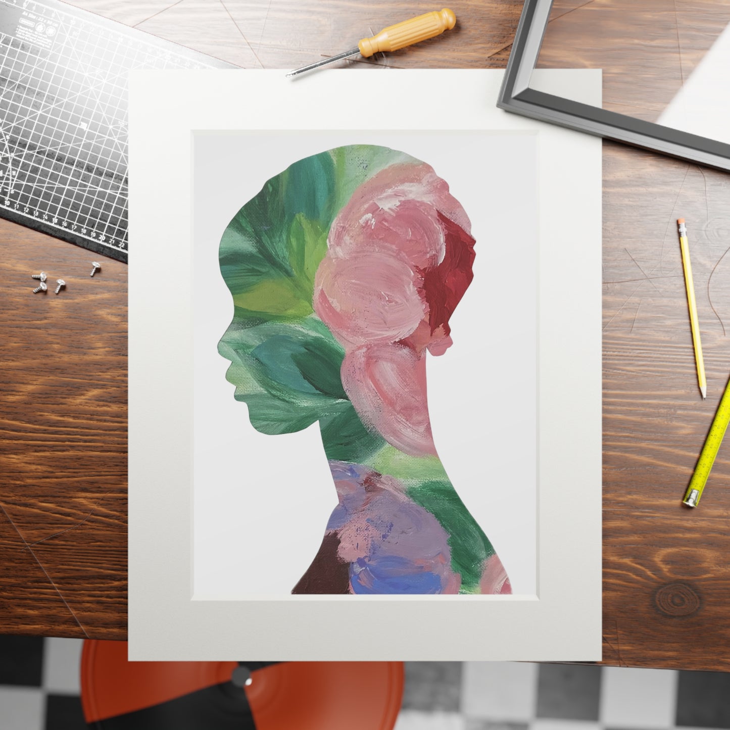 Inspirational Black Woman Art Print with Floral Silhouette Afrocentric Style Uplifting Decor and Gift Idea