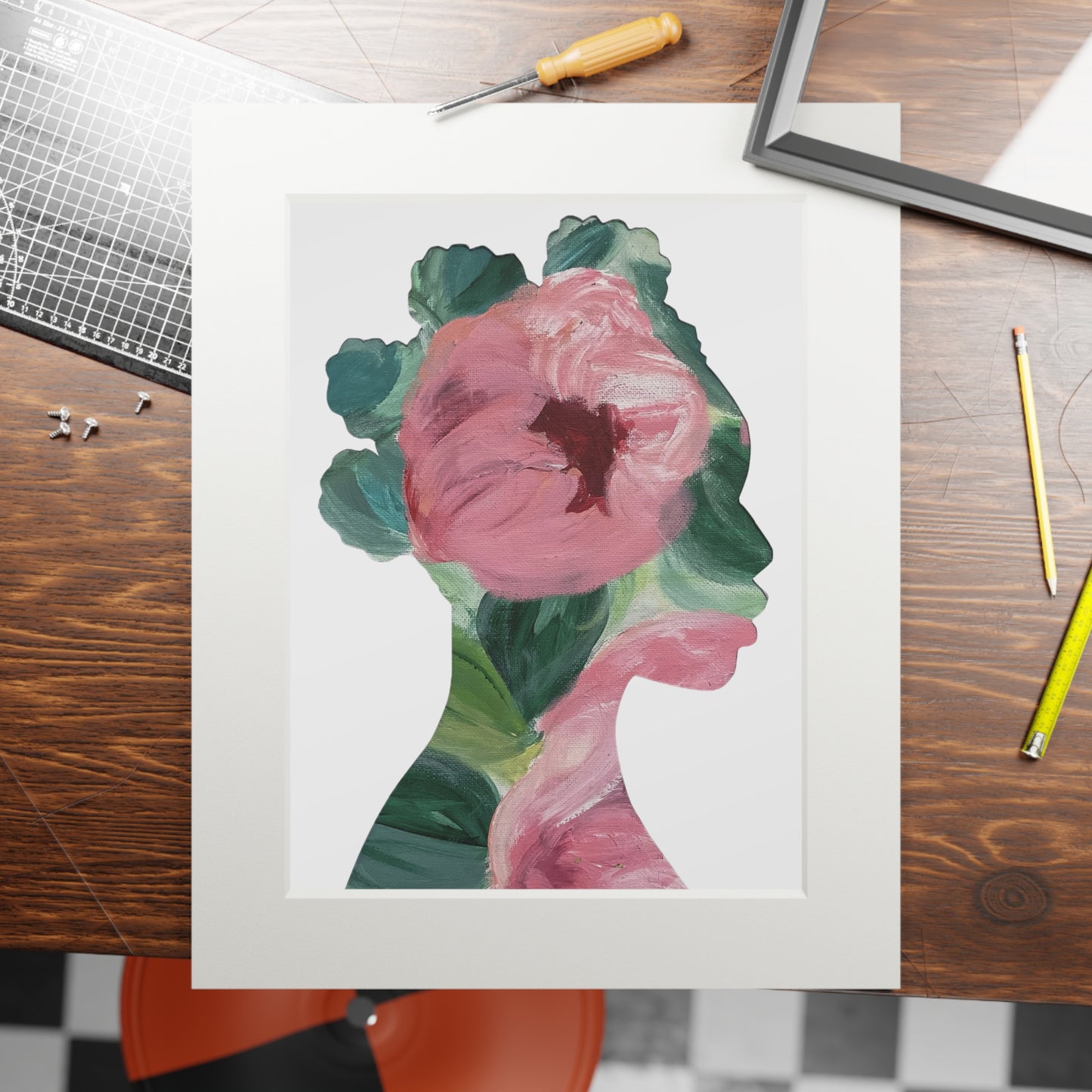 Floral Silhouette Art Print Black Woman Collage Afrocentric Inspired Decor Feminine Wall Art Empowering Gift for Her