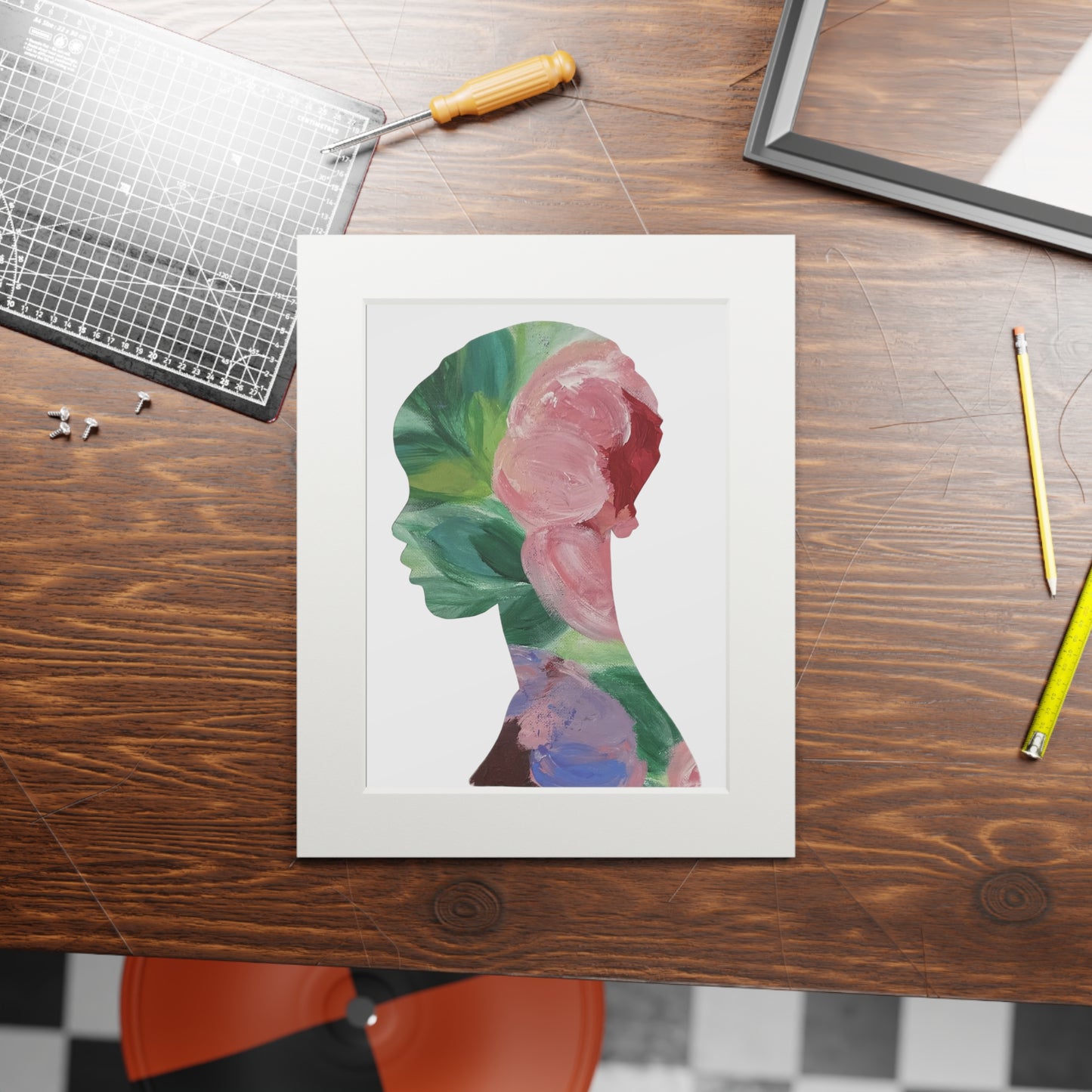 Inspirational Black Woman Art Print with Floral Silhouette Afrocentric Style Uplifting Decor and Gift Idea