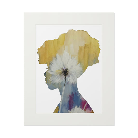 Modern Boho Print, Afrocentric Floral Silhouette Wall Art - Empowering Black Girl Magic Decor, Unique Gift Idea, Fine Art Print