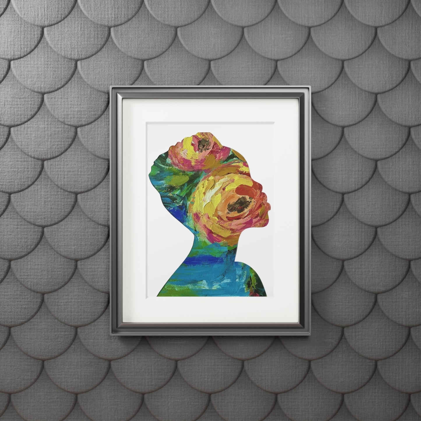 Fine Art Prints: Blooming Essence Earth & Ember, Black Women Silhouette Collage, Vibrant Autumn Decor, Unique Cultural Gifts, Seasonal Home