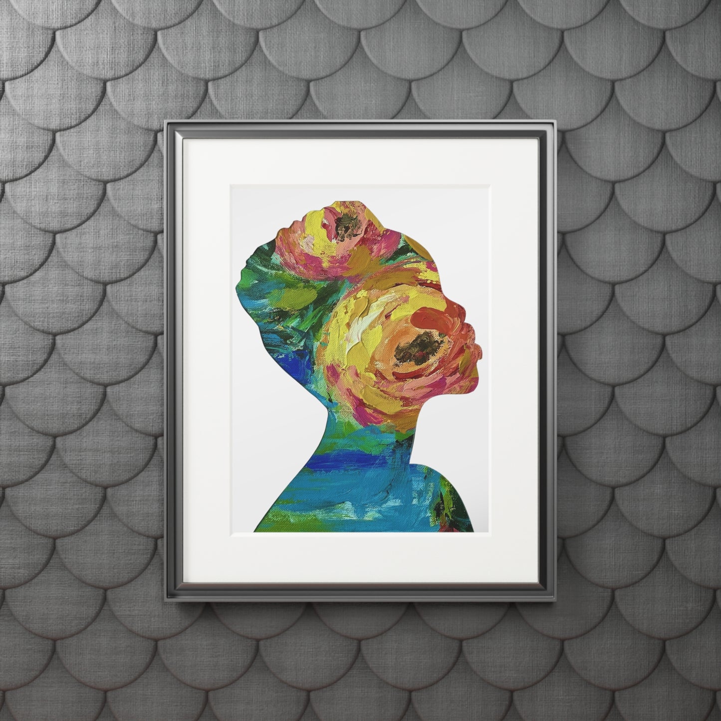 Fine Art Prints: Blooming Essence Earth & Ember, Black Women Silhouette Collage, Vibrant Autumn Decor, Unique Cultural Gifts, Seasonal Home