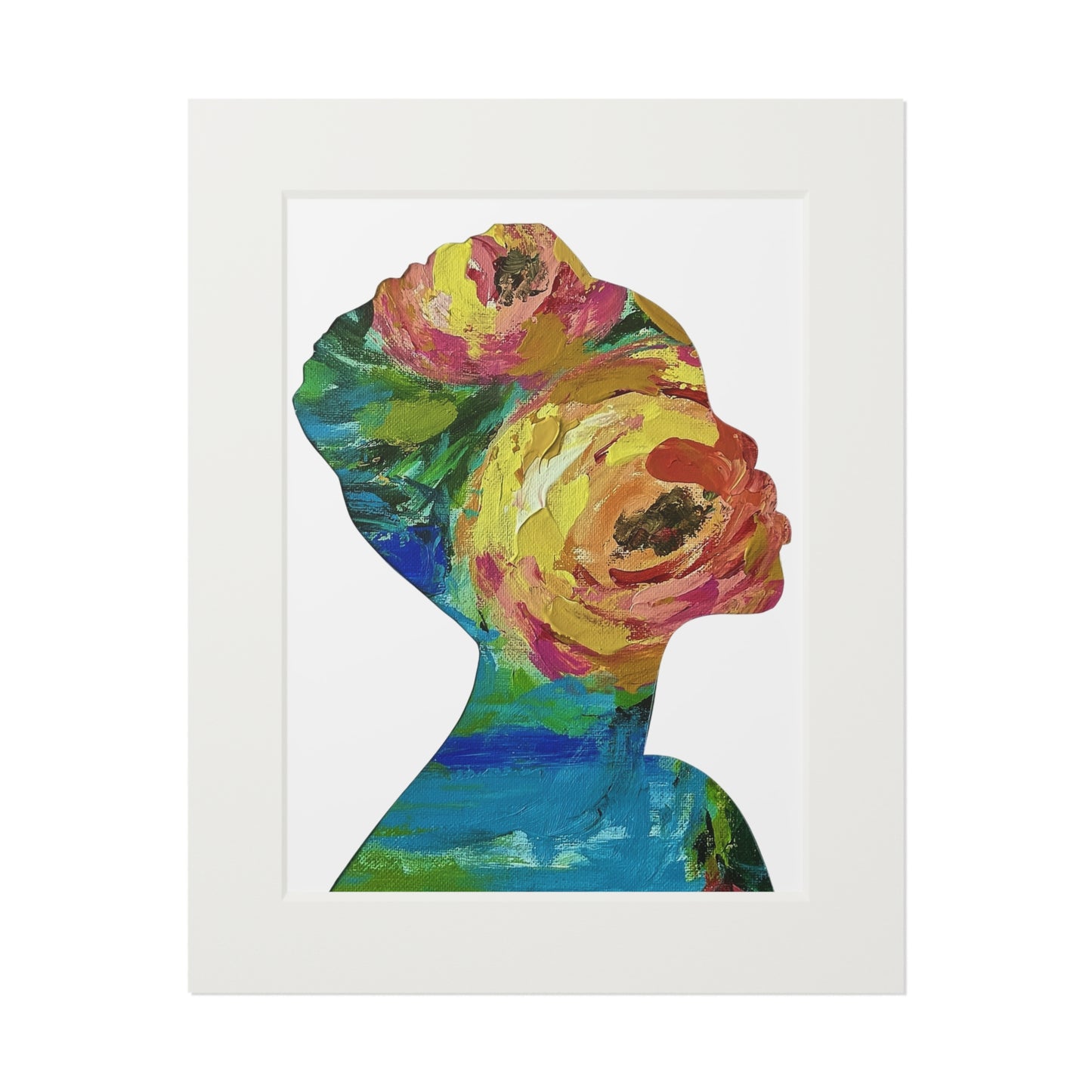 Fine Art Prints: Blooming Essence Earth & Ember, Black Women Silhouette Collage, Vibrant Autumn Decor, Unique Cultural Gifts, Seasonal Home