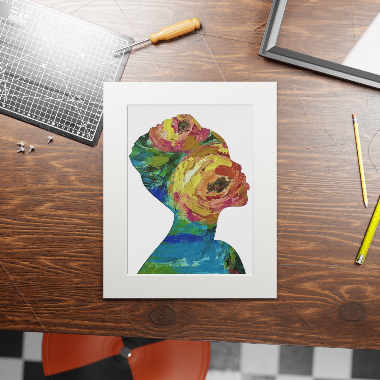 Fine Art Prints: Blooming Essence Earth & Ember, Black Women Silhouette Collage, Vibrant Autumn Decor, Unique Cultural Gifts, Seasonal Home